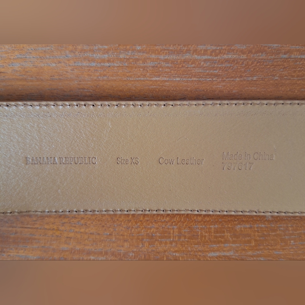 Banana Republic Tan Leather Belt Chunky Wide Statement Bold Square Buckle Womens - Picture 6 of 13